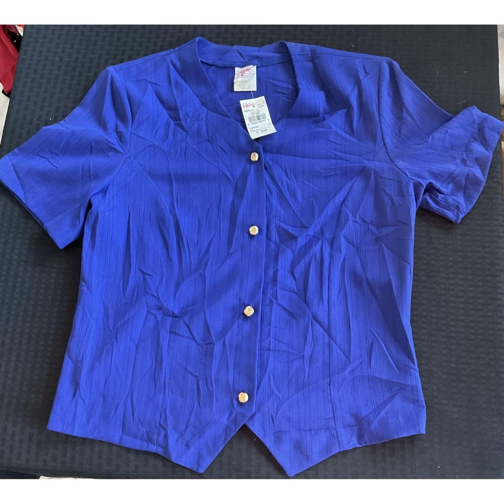 Vintage g.w. Division of Graff Shirt Womens 12 Blue Button Front Made in USA 90s